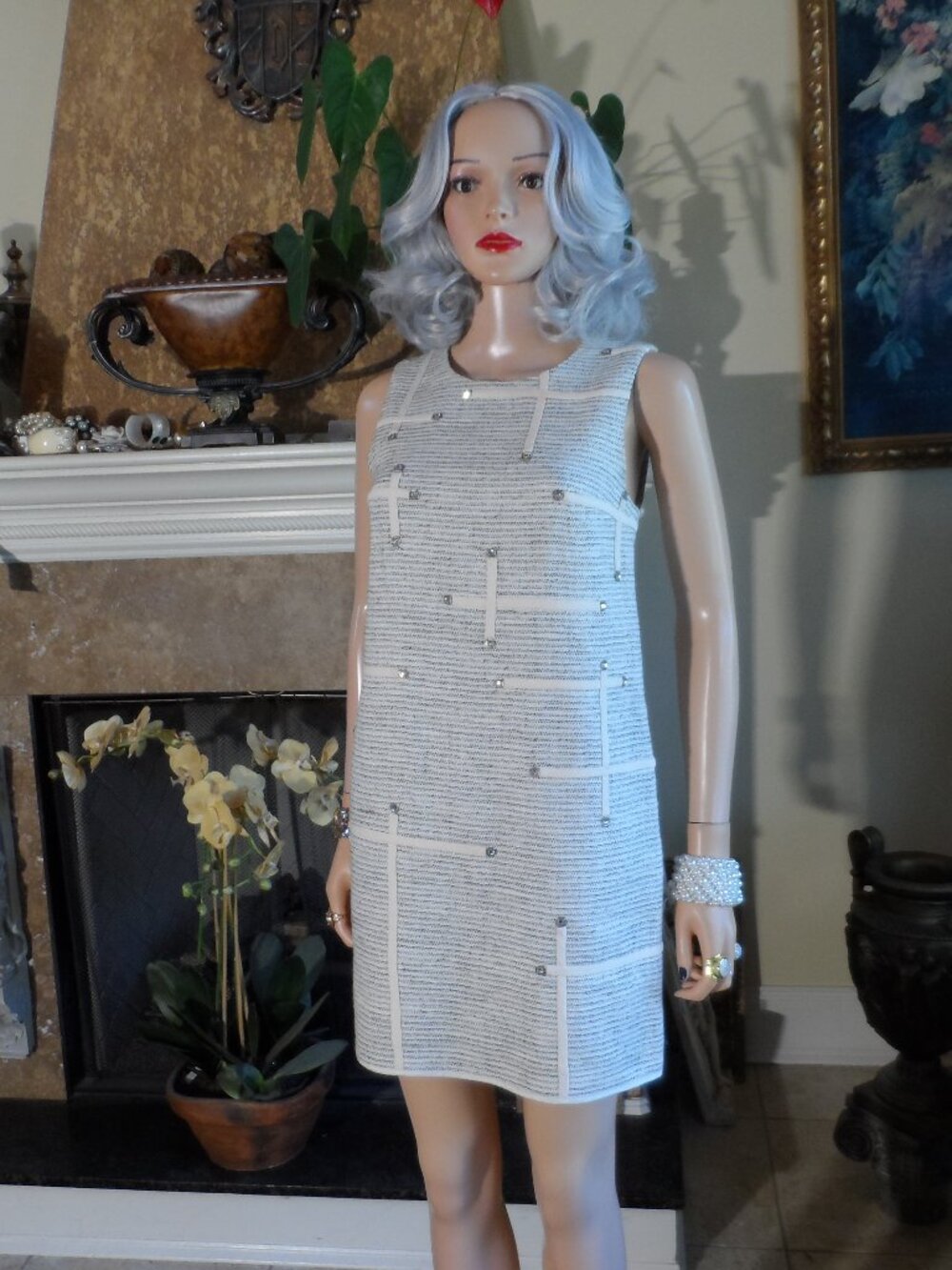 3.1 Phillip Lim Ivory Tweed Shift Dress Silk Lined Size 4